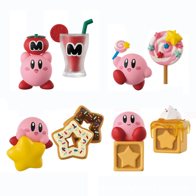 4-8pcs Anime Games Kirby Action Figures Toys Pink Cartoon Kawaii Kirby PVC Cute Figure Action Toy Christmas Gift for Children