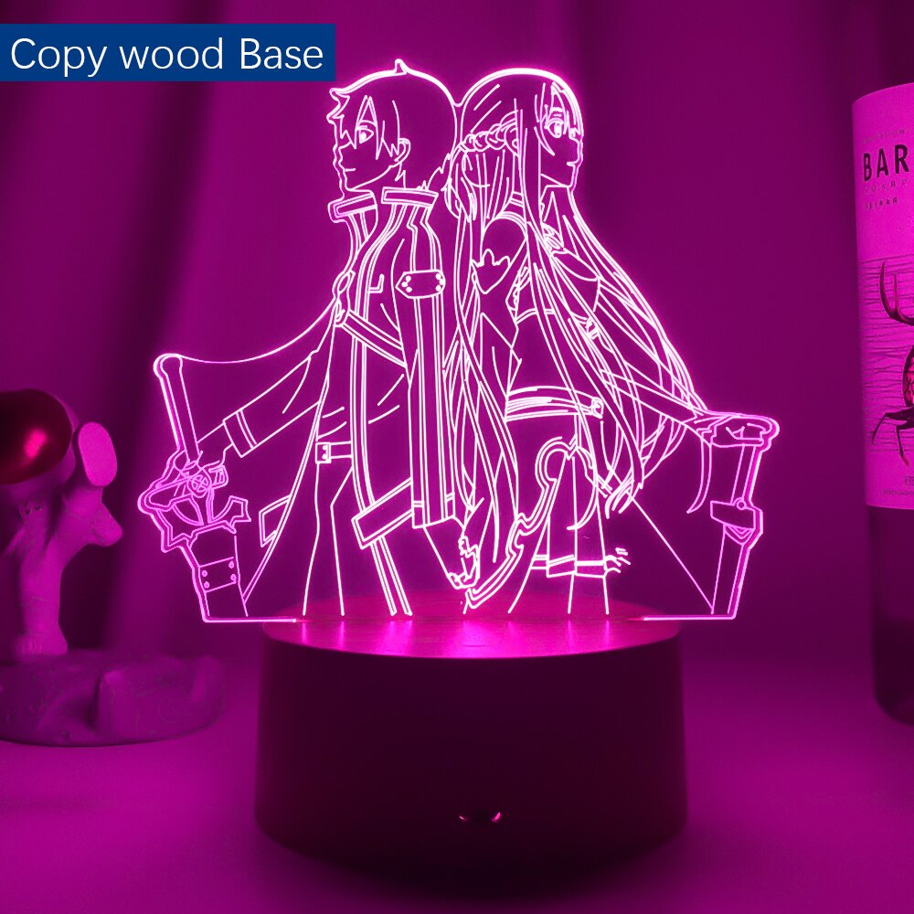 Anime Sword Art Online Figure 3d Led Night Light for Bedroom Decor Nightlight Birthday Gift Table Room Lamp Manga SAO