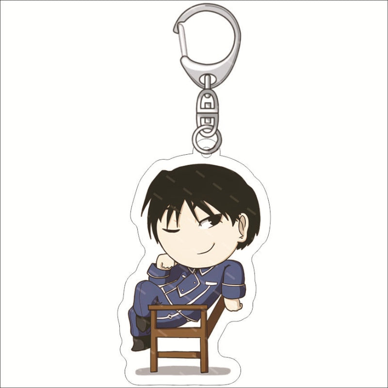 KeyChain Men Fullmetal Alchemist Key Chain Women Acrylic Key Ring Edward Elric Alphonse Pendant Winry Rockbell Party Kids Gift