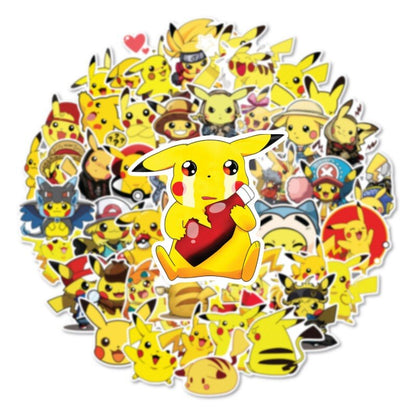 50/100PCS Pokemon Stickers Kids Stickers for Laptop Cute Anime Children's Pack Waterproof Cool Funny Suitcase Skateboard Classic