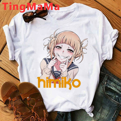 Japanese Anime My Hero Academia T Shirt Women Kawaii Cartoon Himiko Toga Funny Graphic T-shirt Fashion Ullzang Tshirt Female