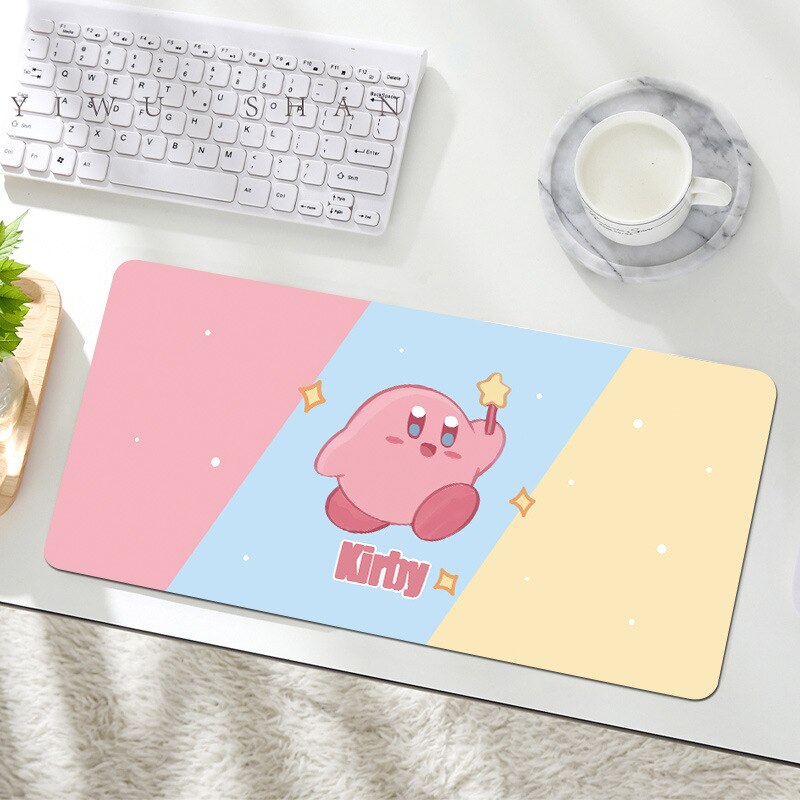 Kawaii Anime Kirby Mouse Pad Cartoon Cute Plush Rug Blanket Student Huge Wrist Pad Non Slip Table Mat Carpet Accessories Gifts