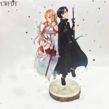 Anime Sword Art Online SAO Kirito Asuna Leafa Yuuki Acrylic Stand Model Action Figure Double-side Plate Keychain Toys Gifts 15cm