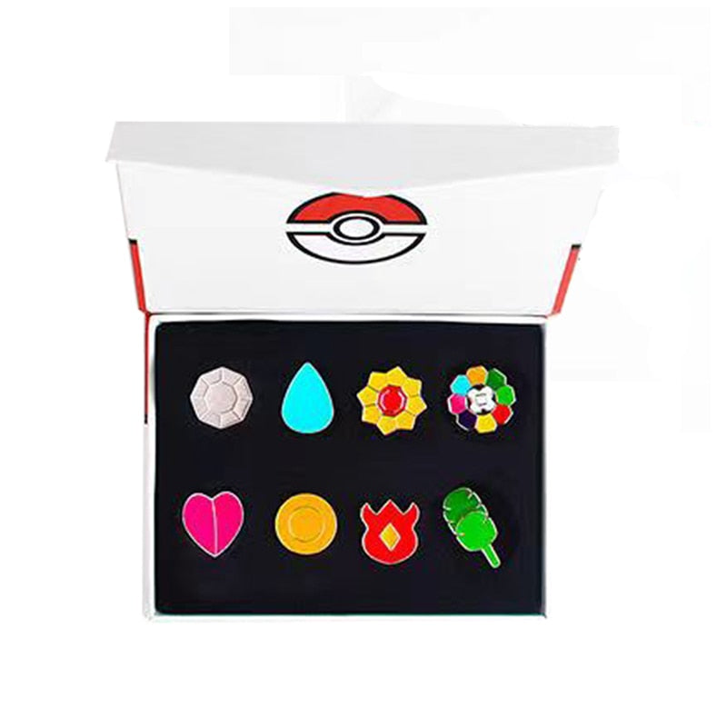 Pokemon Gym Badges Kanto Johto Hoenn Sinnoh Unova Kalos League Region Pins Brooches Orange Islands Box Collection Pocket Monster