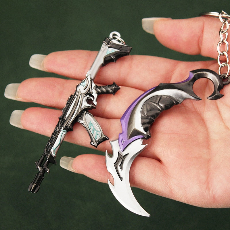 Valorant Knife Weapon Keychain Reaver Karambit Prime Vandal 9cm Samurai Sword Pocketknife Arant Gun Model Gifts Toys for Boys