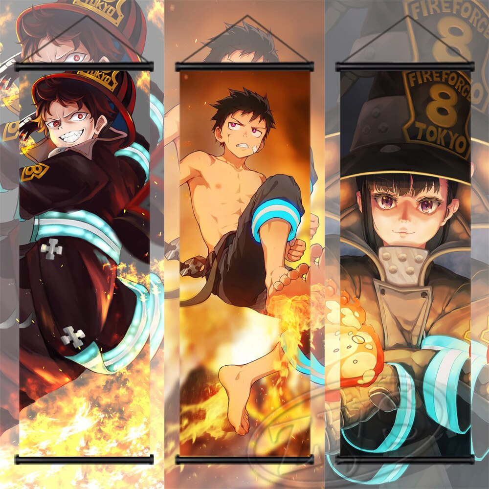 Fire Force Poster Hanging Scrolls Art Mural Shinra Kusakabe Canvas Painting Wall Picture Child Bedroom Home Cuadros Decoration