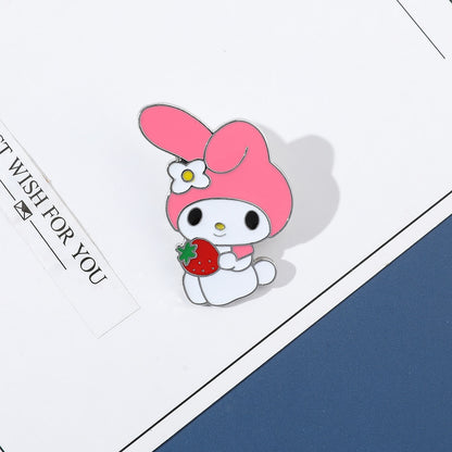 Fashion Kawaii Cinnamoroll My Melody Hello Kitty Sanrio Brooch Strawberry Creative Cute Metal Brooch Wholesale