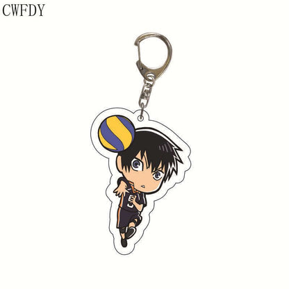 New Anime Volleyball Boy Keychain Cartoon Haikyuu Kageyama Hinata Kenma Kozume Acrylic Figure Key Chain Decor Bag Pendant Gifts