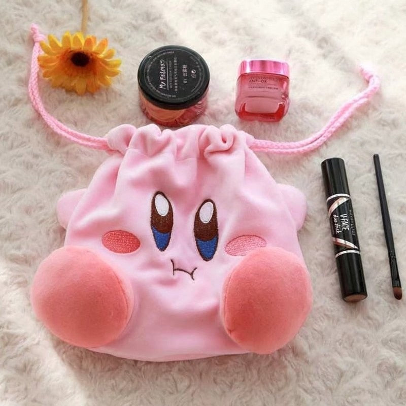 NEW Kawaii Anime Cartoon Star Kirby Plush Cosmetic Bag Cute Pink Plush Portable Storage Bag Coin Purse Girl&amp;Child Holiday Gifts