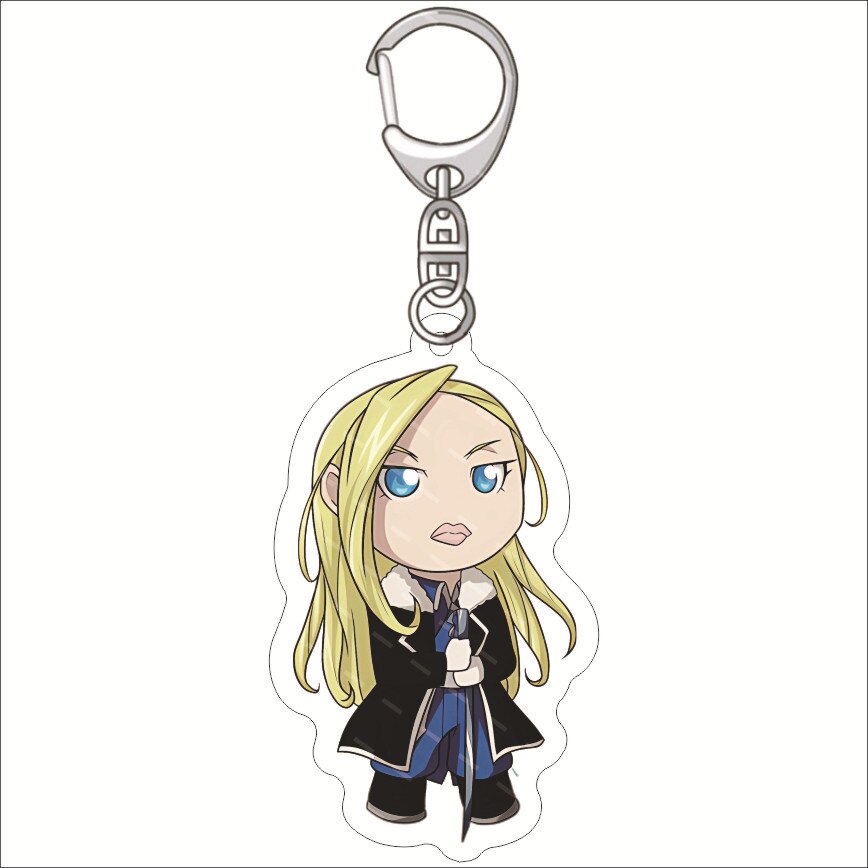 KeyChain Men Fullmetal Alchemist Key Chain Women Acrylic Key Ring Edward Elric Alphonse Pendant Winry Rockbell Party Kids Gift