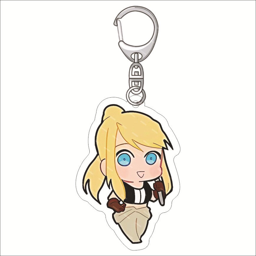 KeyChain Men Fullmetal Alchemist Key Chain Women Acrylic Key Ring Edward Elric Alphonse Pendant Winry Rockbell Party Kids Gift