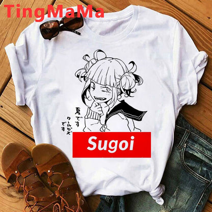 Japanese Anime My Hero Academia T Shirt Women Kawaii Cartoon Himiko Toga Funny Graphic T-shirt Fashion Ullzang Tshirt Female