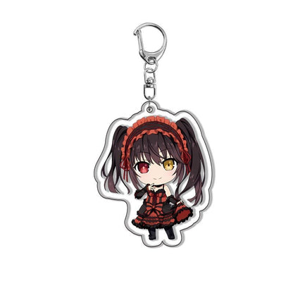 Anime Date A Live Collection Cosplay Keychain Figures Tokisaki Kurumi Yatogami Toka Himekawa Yoshino Acrylic Keyring Friend Gift