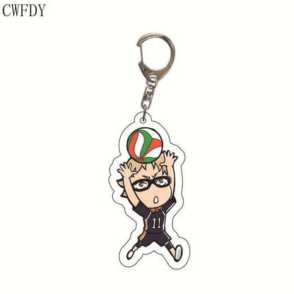 New Anime Volleyball Boy Keychain Cartoon Haikyuu Kageyama Hinata Kenma Kozume Acrylic Figure Key Chain Decor Bag Pendant Gifts