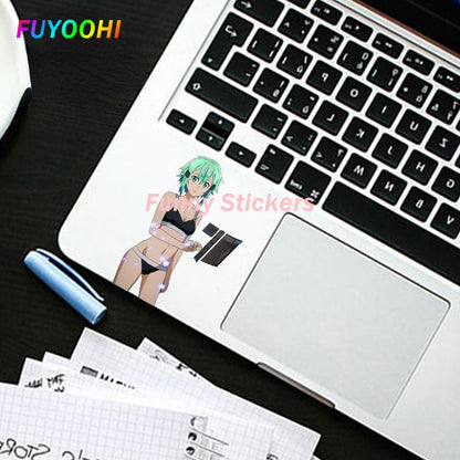 FUYOOHI Play Stickers for Sword Art Online Sexy Green Girl PVC Car Stickers Bumper Scratch-Proof Refrigerator Decal Decoration