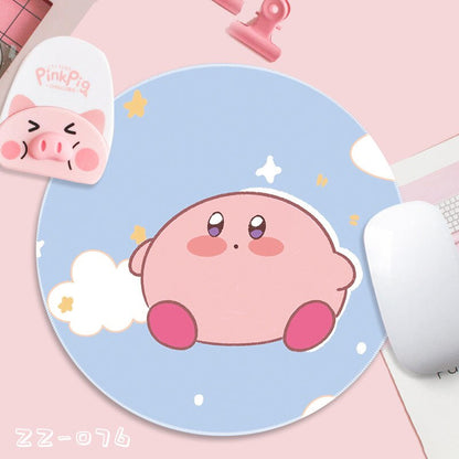 Kirby Kawaii Small Mouse Pad Round Cute Cartoon Dirt Resistant Pink Girl Heart Student Simple Table Pad