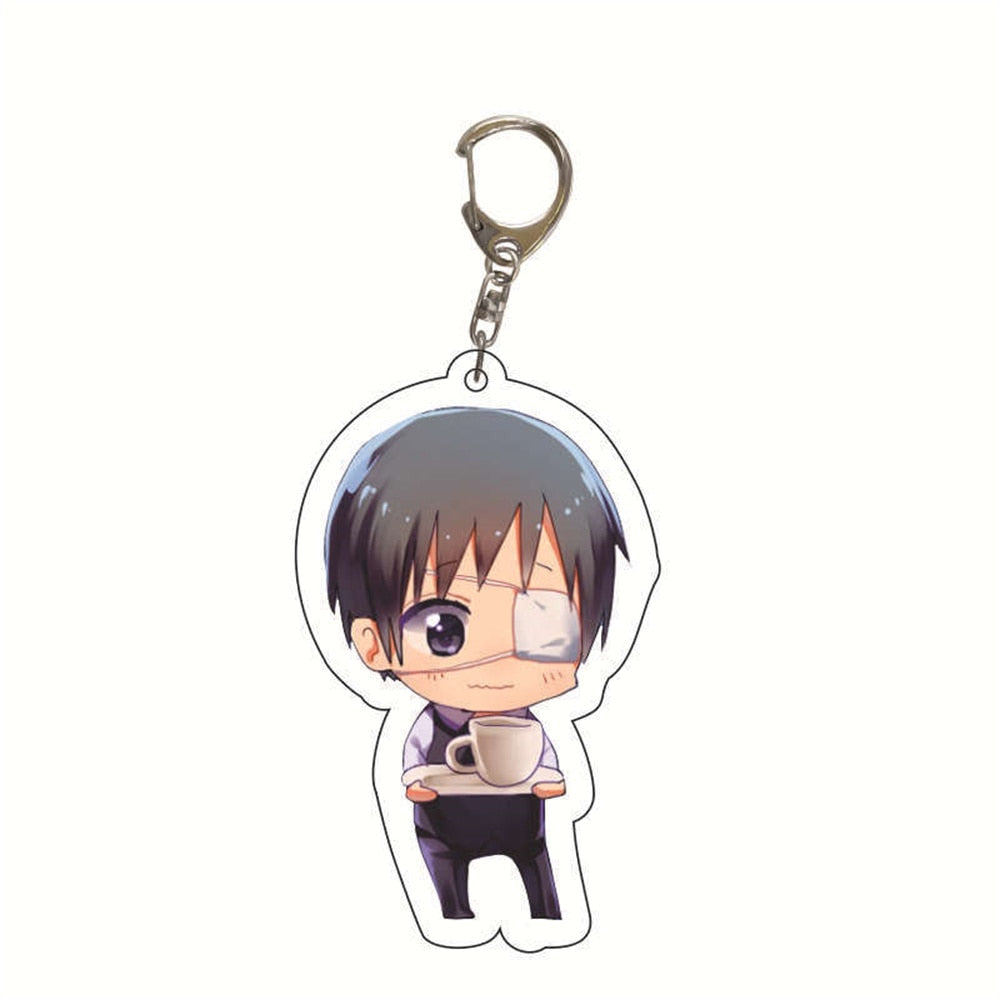 Anime Tokyo Ghoul Kaneki Ken Keychain Cosplay Acrylic Key Chain Pendant Keyring Prop