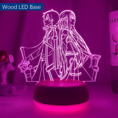 Anime Sword Art Online Figure 3d Led Night Light for Bedroom Decor Nightlight Birthday Gift Table Room Lamp Manga SAO