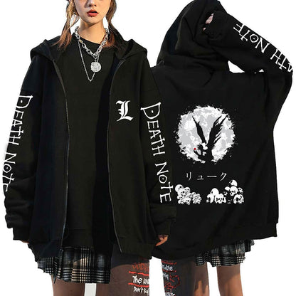 Anime Death Note Print Hoodies Japanese Anime Men&#39;s Zipper Jacket Harajuku Streetwear Zip Up Sweatshirts Oversized Y2K Coats