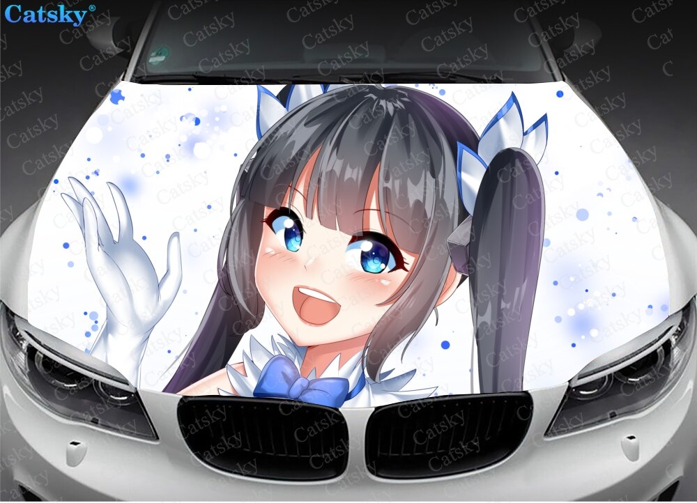 DanMachi Sexy Anime Girl Print Car Hood Vinyl Stickers Wrap Vinyl Film Engine Cover Decals Sticker Universal Fit Any Car