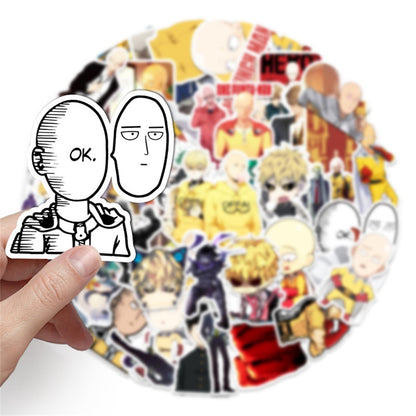 10/30/50PCS Classic Funny Anime One Punch Man Saitama Sticker Toy Luggage Laptop iPad Skateboard Cup Guitar Sticker Wholesale