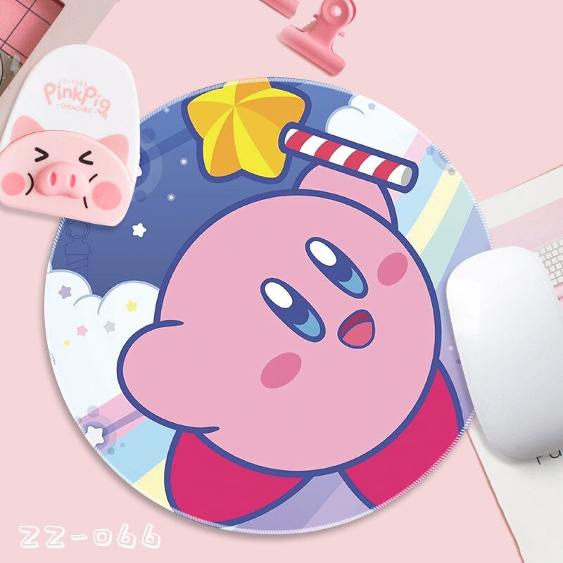 Kirby Kawaii Small Mouse Pad Round Cute Cartoon Dirt Resistant Pink Girl Heart Student Simple Table Pad