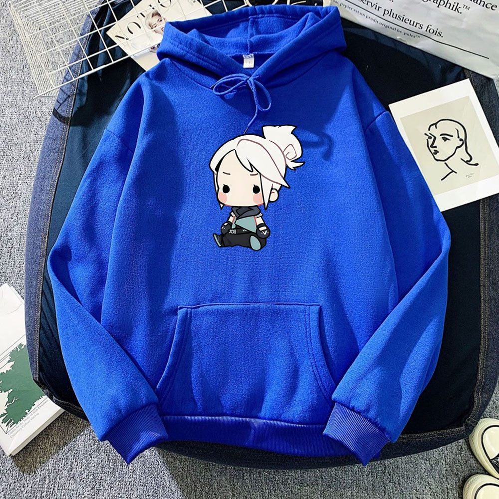 VALORANT Anime Hoodie Jett Streetwear Womens Oversized Sweatshirt Cute Cartoon Print Top Tracksuit Men Unisex Students Pullovers