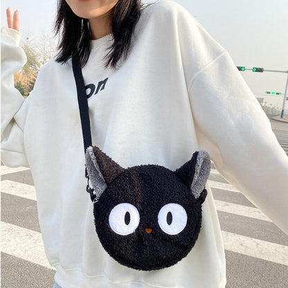 Anime Kiki&#39;s Delivery Service Cosplay Black JiJi Cartoon Plush Shoulder Bags For Women Mini Black Cat Kiki Messenger Bag Handbag Studio Ghibli