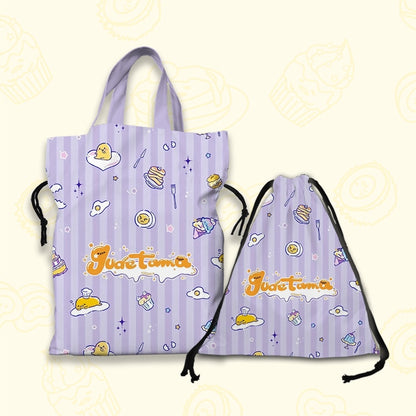 Kawaii Sanrio Cartoon Canvas Handbag Cute Gudetama Tote Bag Shopping Bag Handbag Drawstring Mouth Bag Creative Birthday Gifts