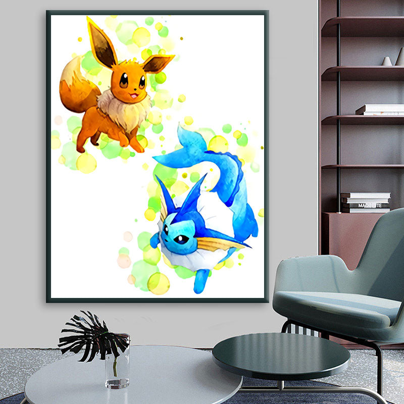 Japan Anime Peripherals Pokemon Pikachu Poster Mural Decoration Cartoon Wall Art Water Colours Canvas Painting Baby Kids Gifts