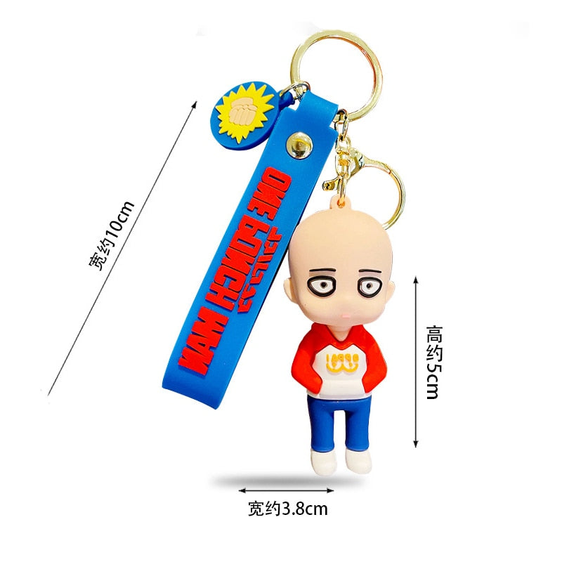 One Punch Man Keychain Anime Saitama Cute Doll Figure Toy Keyring Bag Pendent Key Chain Accessory Gift for Kids Men Fans Friends