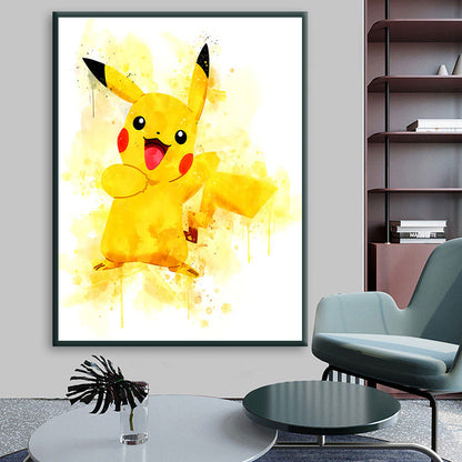 Japan Anime Peripherals Pokemon Pikachu Poster Mural Decoration Cartoon Wall Art Water Colours Canvas Painting Baby Kids Gifts