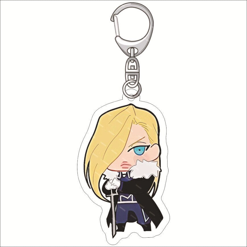 KeyChain Men Fullmetal Alchemist Key Chain Women Acrylic Key Ring Edward Elric Alphonse Pendant Winry Rockbell Party Kids Gift