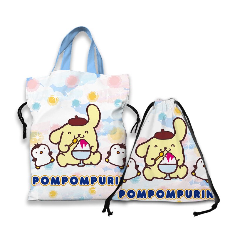 Kawaii Sanrio Cartoon Canvas Handbag Cute Gudetama Tote Bag Shopping Bag Handbag Drawstring Mouth Bag Creative Birthday Gifts