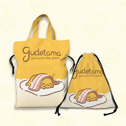 Kawaii Sanrio Cartoon Canvas Handbag Cute Gudetama Tote Bag Shopping Bag Handbag Drawstring Mouth Bag Creative Birthday Gifts