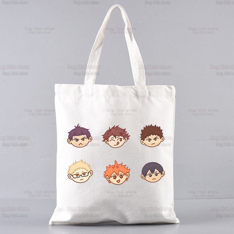 Volleyball Haikyuu!! Shopping Bag Shopper Karasuno High School Jute Bag Shopping Haikyuu Hinata Tote Bag Shoping Reusable Bolsa