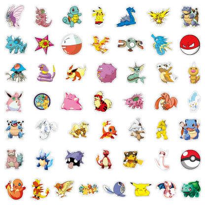 50pcs Kawaii Pokemon Anime Stickers Pikachu Stickers Laptop Suitcase Skateboard Guitar Phone Cartoon Stickers Kid Gift Toys