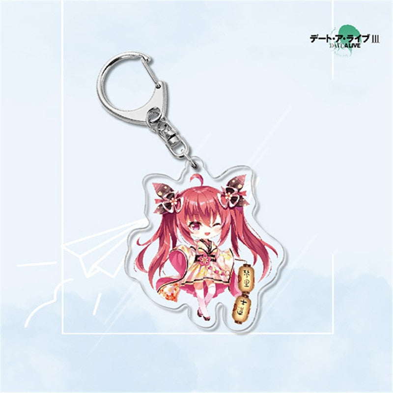 Japan Anime Date A Live Collection Cosplay Keychain Tokisaki Kurumi Yatogami Toka Himekawa Yoshino Acrylic Keyring Friends Gift