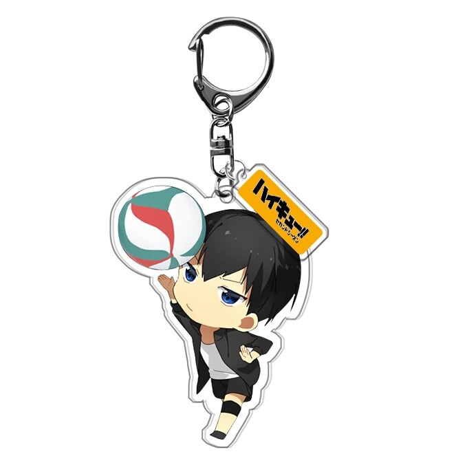 Anime Keychain haikyuu!! Hinata Shoyo Kageyama Tobio Hanging Animal Interlayer Key Chain Accessories Cute Bag Pendant Key Ring