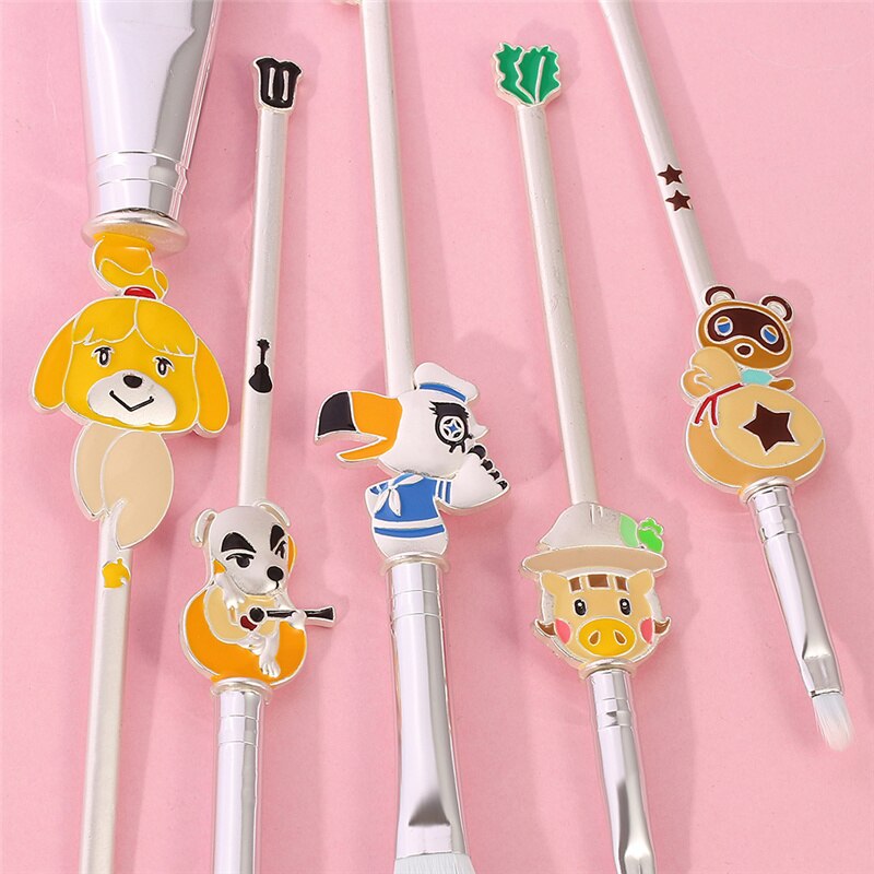 5pcs/set Animal Crossing Anime Cartoon Makeup Brush Set Newest Foundation Blending Brush Female Makeup Tool Anime Cosplay Prop