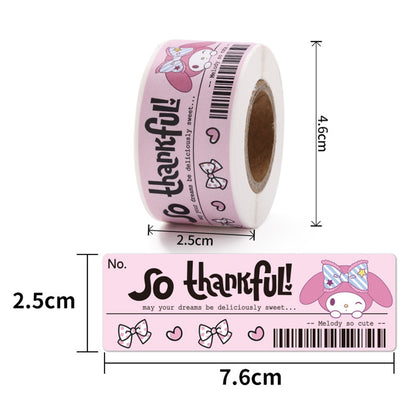 120pcs Cute Sanrio Kuromi My Melody Stickers Roll Kawaii Cartoon Thank You Sealing Labels Sticker Anime Vinyl Decoration Decals