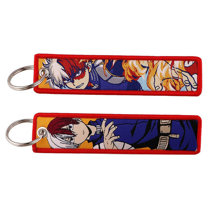 My Hero Academia Anime Key Chain for Men Key Fobs Holder Embroidery Key Ring Key Tag for Motorcycles and Cars Accessories