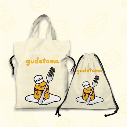 Kawaii Sanrio Cartoon Canvas Handbag Cute Gudetama Tote Bag Shopping Bag Handbag Drawstring Mouth Bag Creative Birthday Gifts