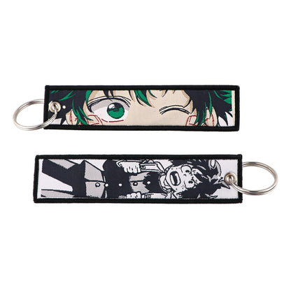 My Hero Academia Anime Key Chain for Men Key Fobs Holder Embroidery Key Ring Key Tag for Motorcycles and Cars Accessories