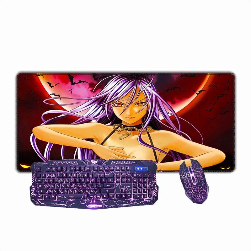 Cartoon Rosario + Vampire Mouse Pad Large PC Gamer Laptop Desk Mat Gaming Accessories Keyboard Cute Girl Rubber Table Mousepad