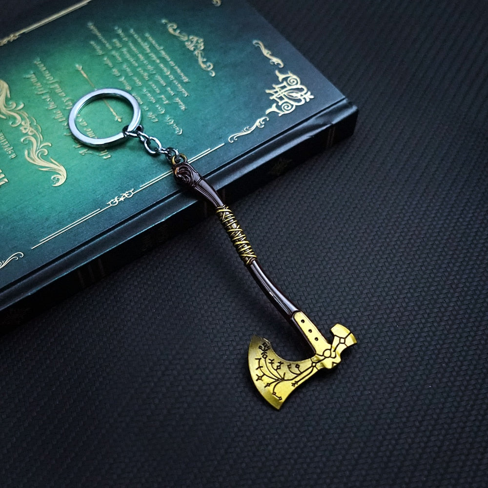 God of War Keychain Kratos Axe Leviathan Key Chain Keyring Blades of Chaos Swords Game Accessories Car Key Ring Pendant llaveros