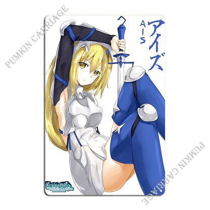 Anime Danmachi Cute Ais Metal Plaque Poster Rusty Club Personalized Designer Classic Tin Sign Poster