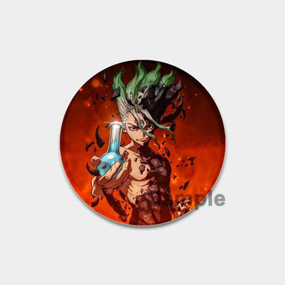 Dr. Stone Cute Enamel Pin Badges Manga Lapel Pins for Backpacks 58mm Round Anime Brooches on Clothes Jewelry Accessories Gifts