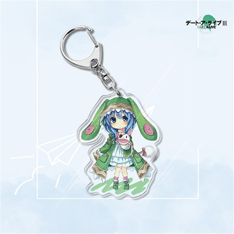 Japan Anime Date A Live Collection Cosplay Keychain Tokisaki Kurumi Yatogami Toka Himekawa Yoshino Acrylic Keyring Friends Gift