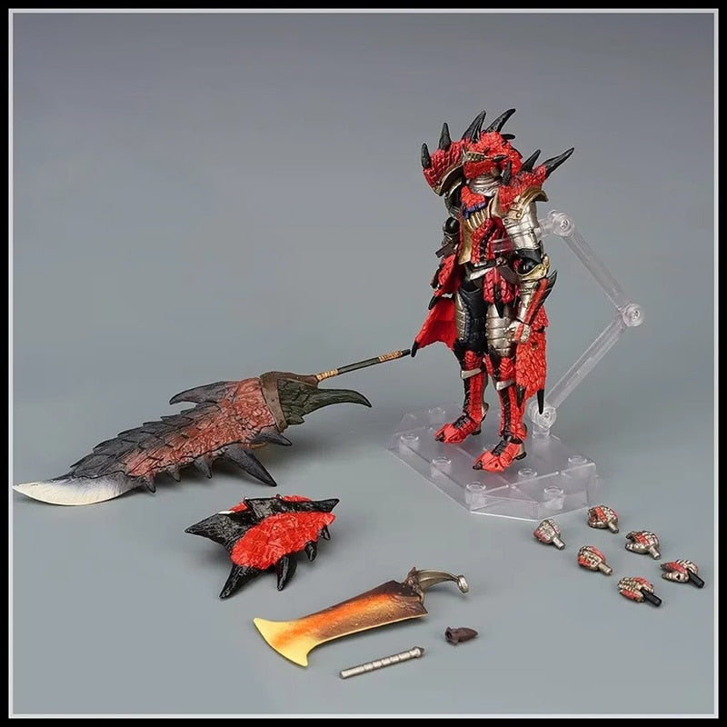 17cm Monster Hunter Jinou/Rathalos Anime Figure Revoltech Yamaguchi Action Figure Hunter Swordsman Figurine Adult Model Doll Toy